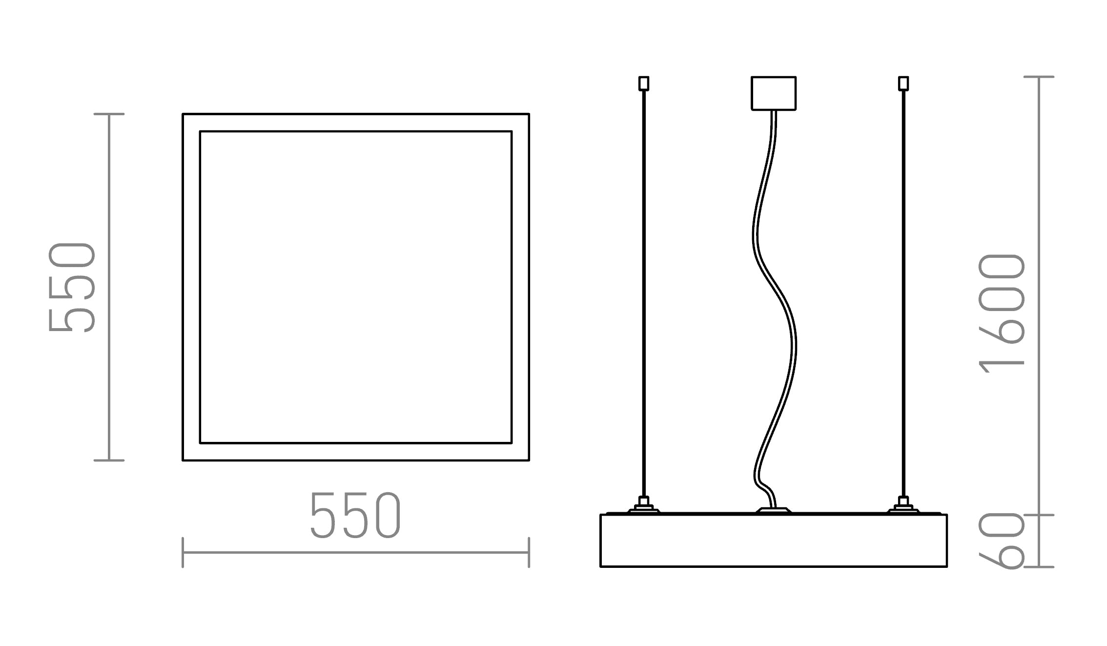 STRUCTURAL 55x55 pendant lamp - Product sketch