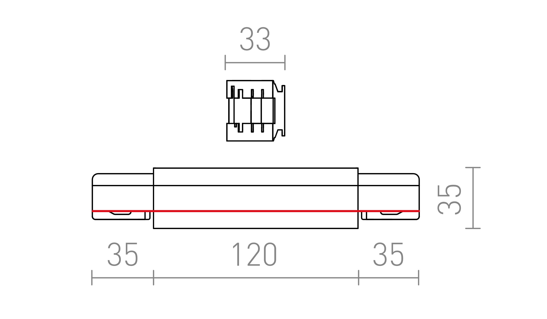 EUTRAC HOSSZANTI CSATLAKOZÓ TÁPELLÁTÁSSAL - Product sketch