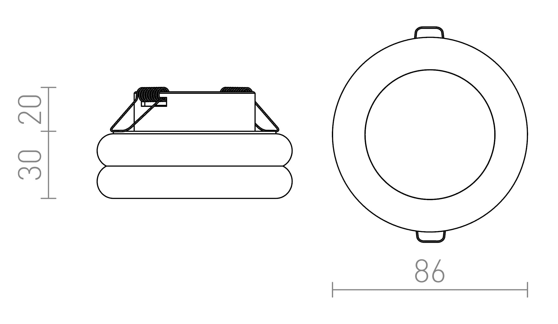 OSONA S ronde inbouwplafondlamp lamp - Product sketch