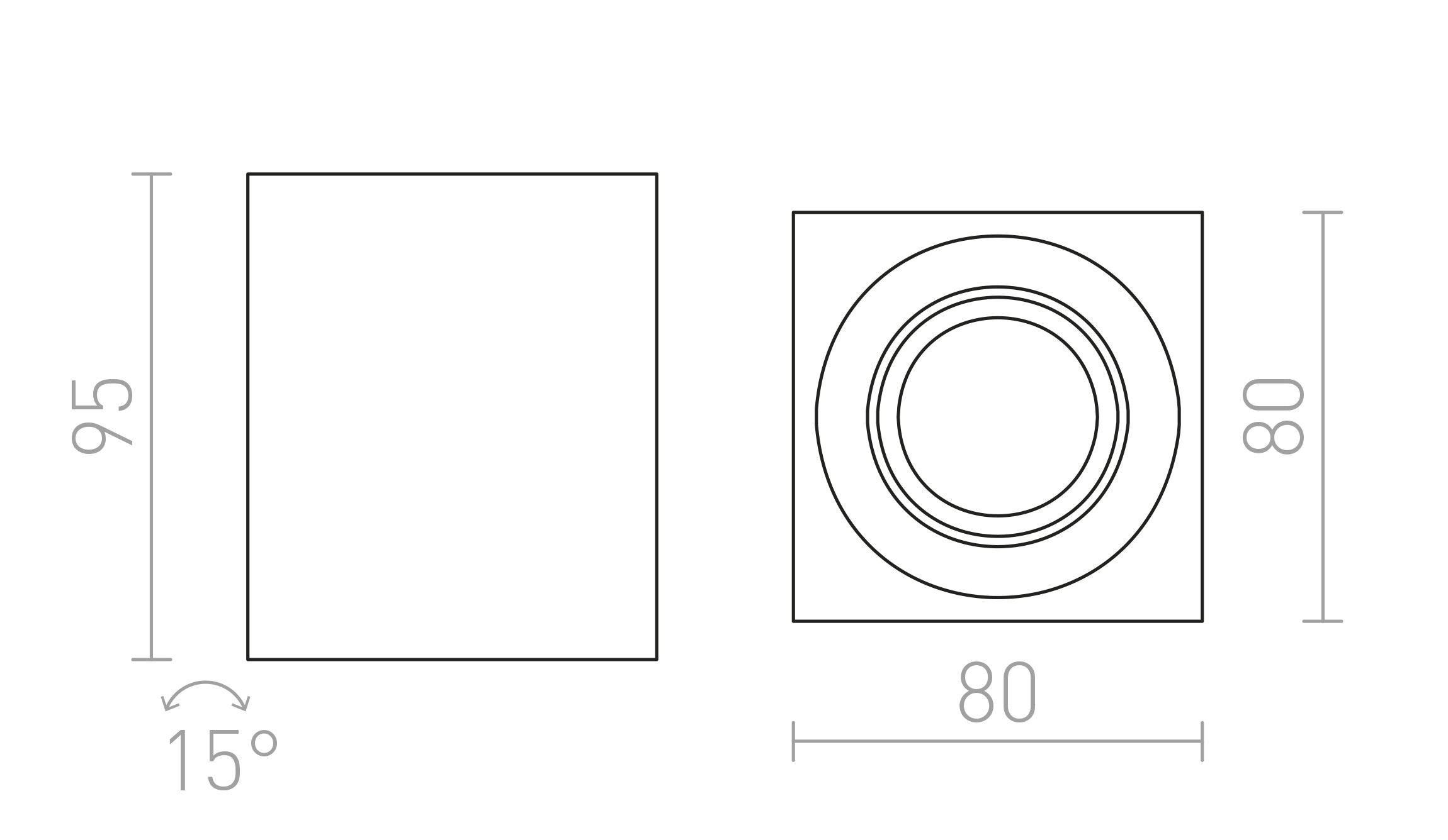 MAYO SQ neigbare Deckenleuchte lampe - Product sketch