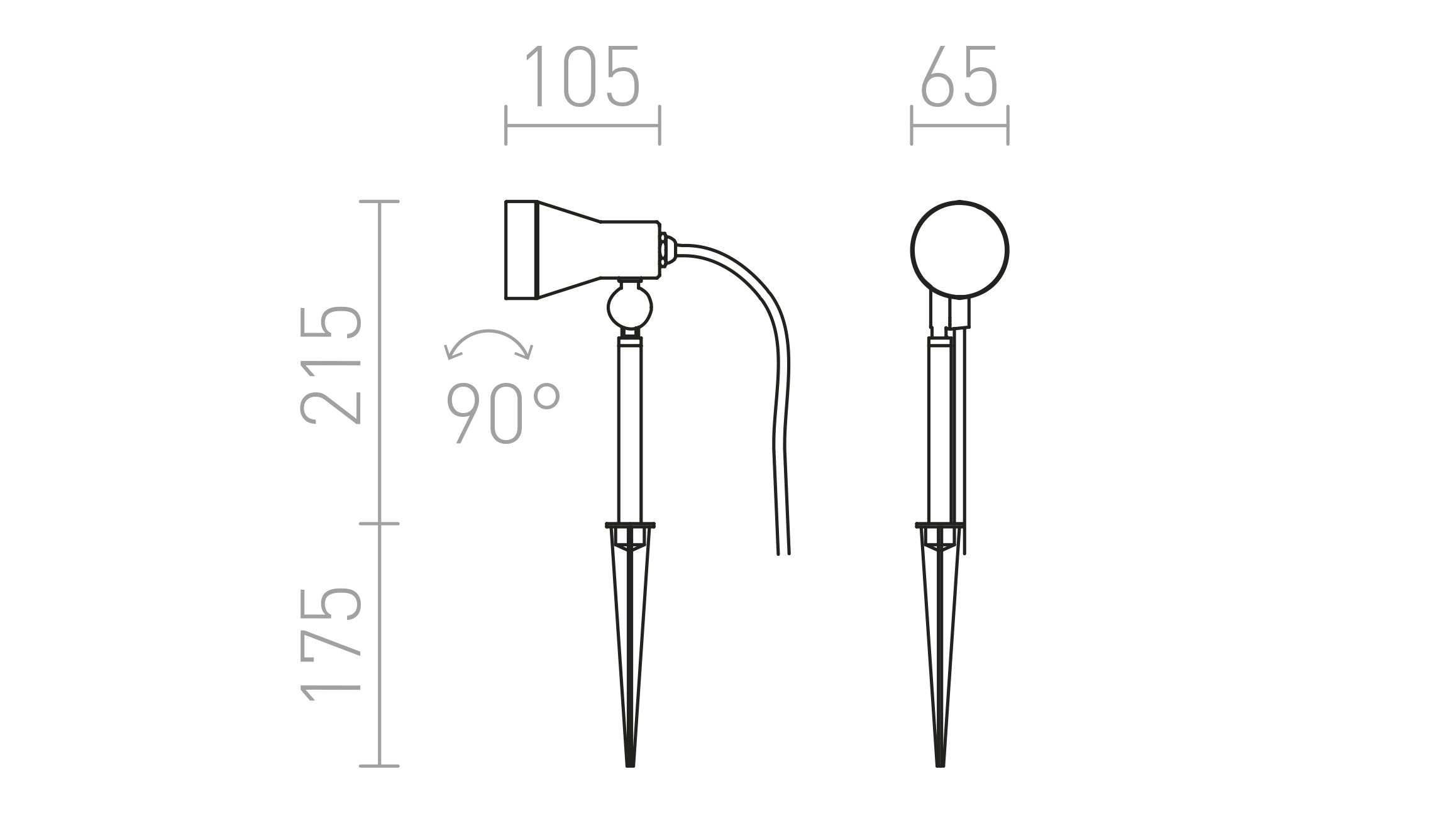 DIREZZA  op grondspies lamp - Product sketch