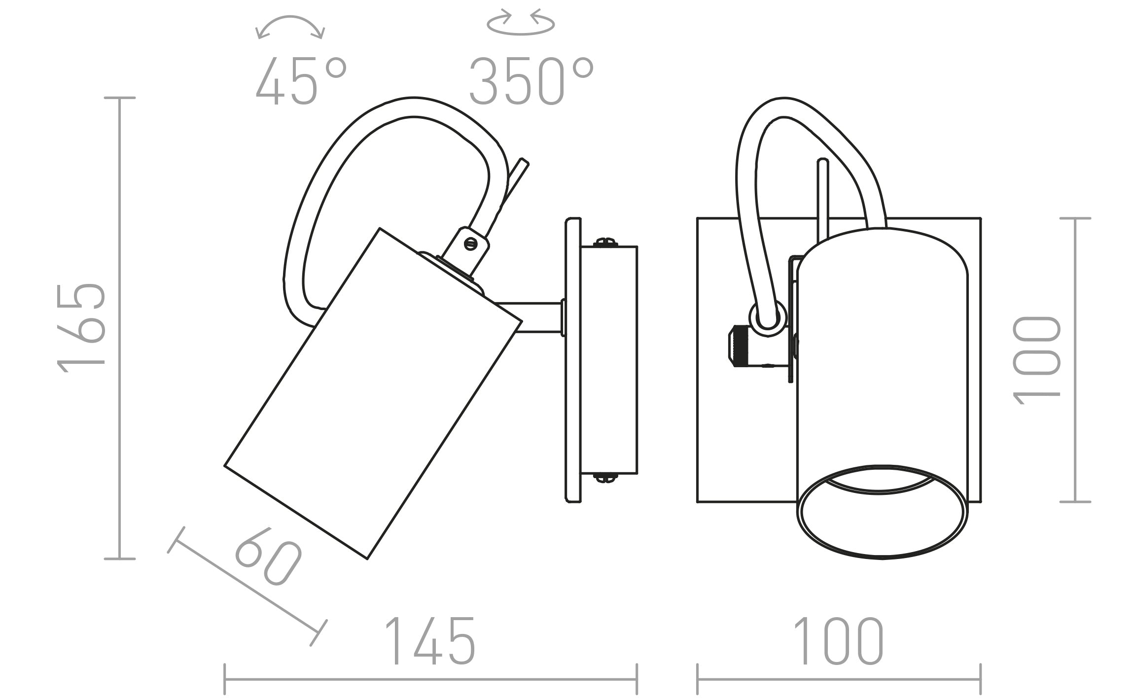 BUGSY I Wandleuchte lampe - Product sketch