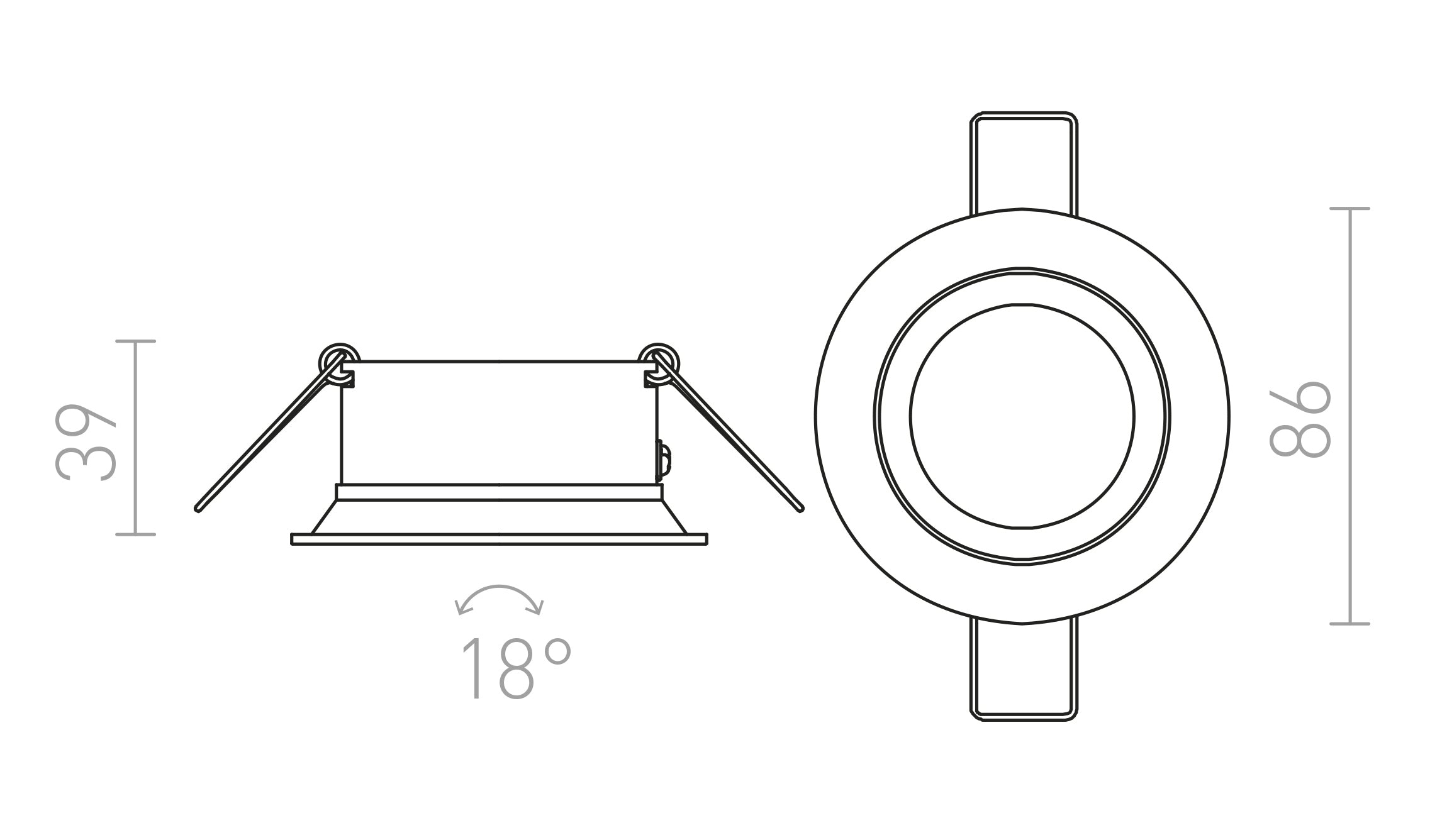 SOBER  wpuszczana lampa - Product sketch