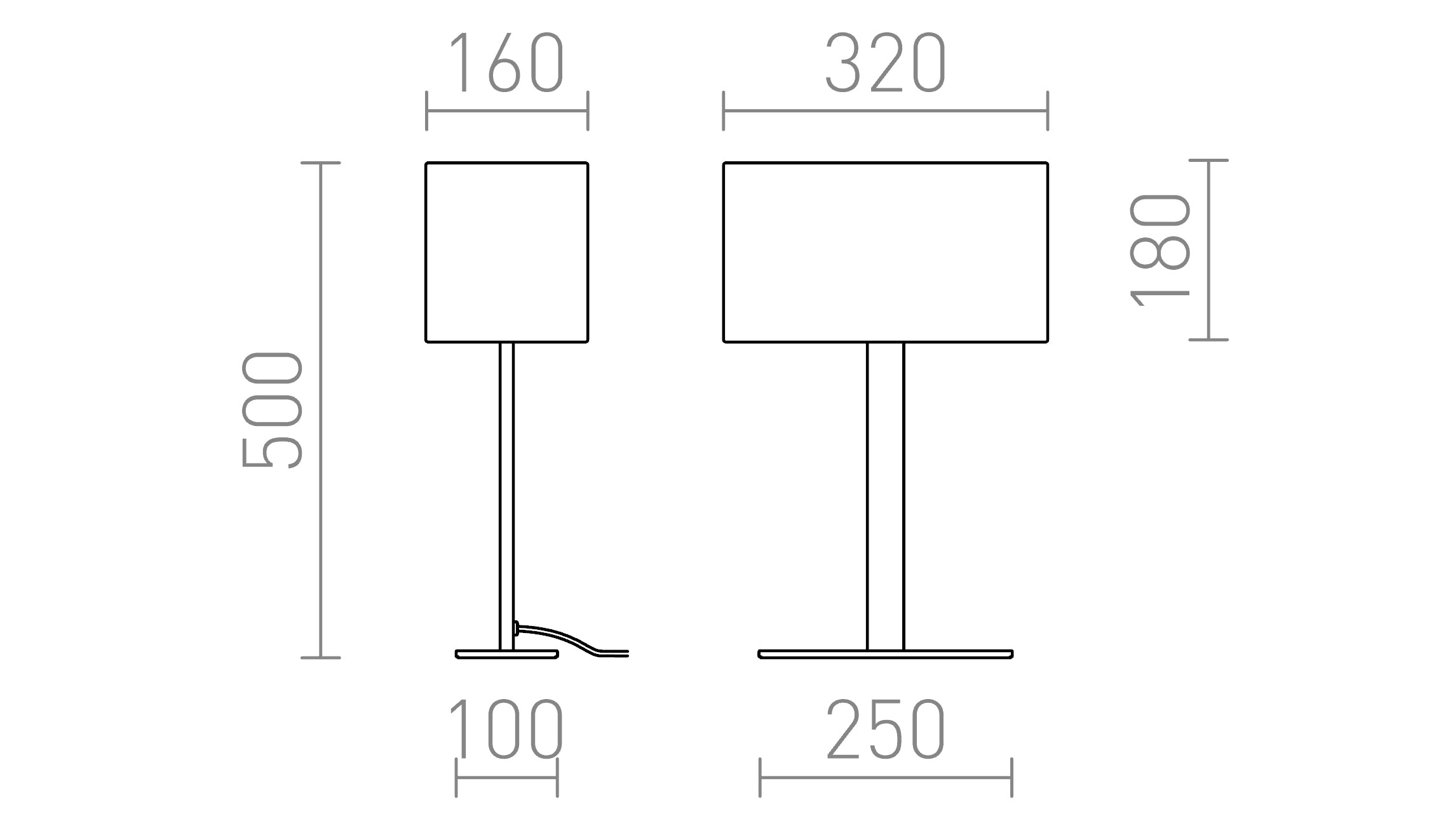 PLAZA M ASZTALI LÁMPA - Product sketch