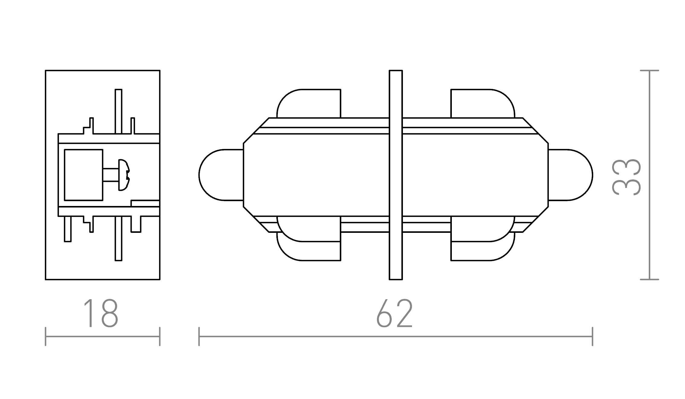 STRAIGHT JOINT FOR 1-CIRCUIT TRACK - Product sketch