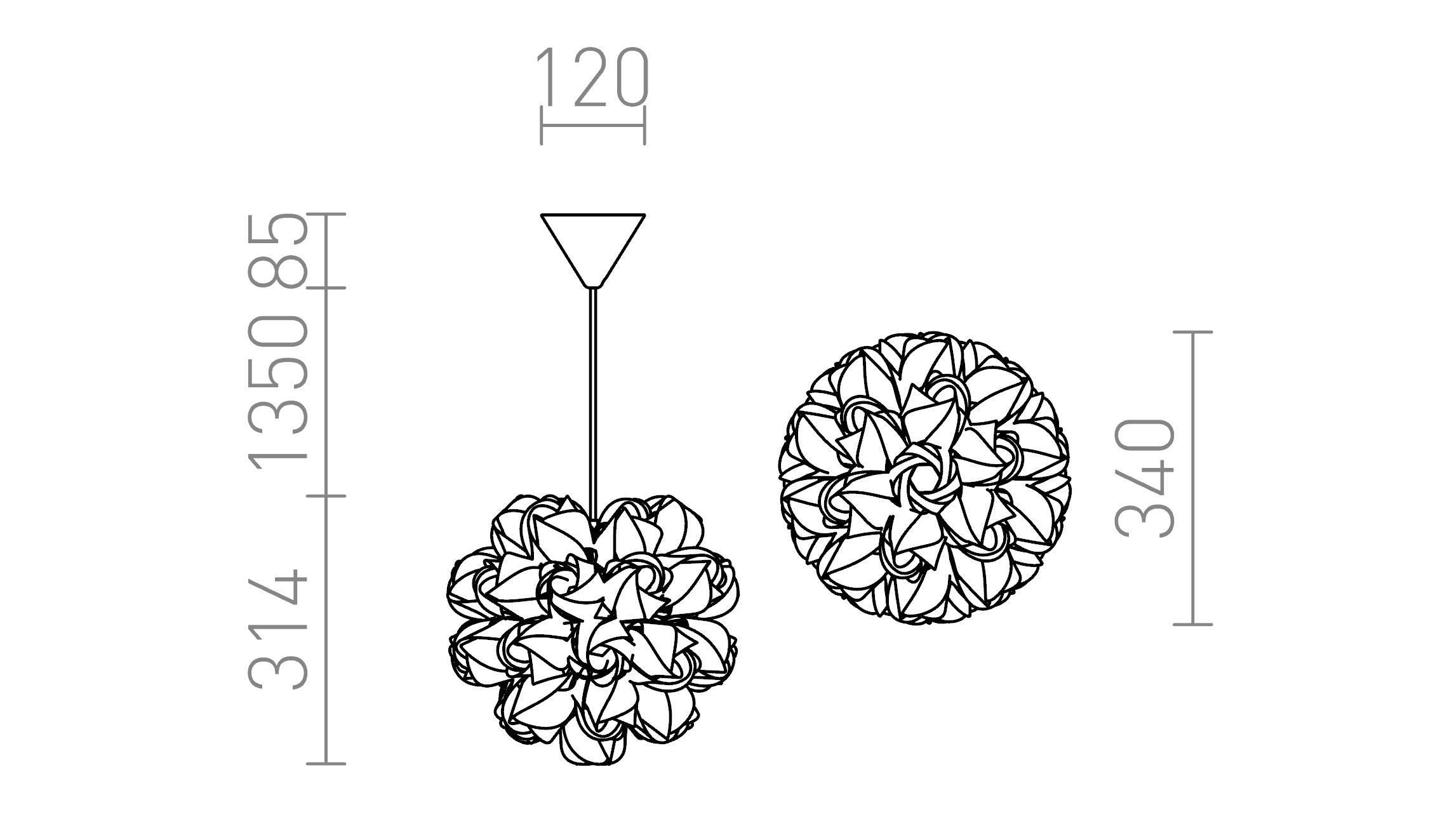 COCO  závesná lampa - Product sketch