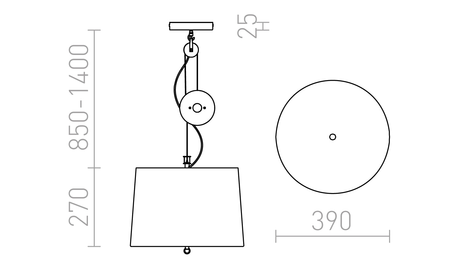 LEVITA  viseča prilagodljiva lampa - Product sketch