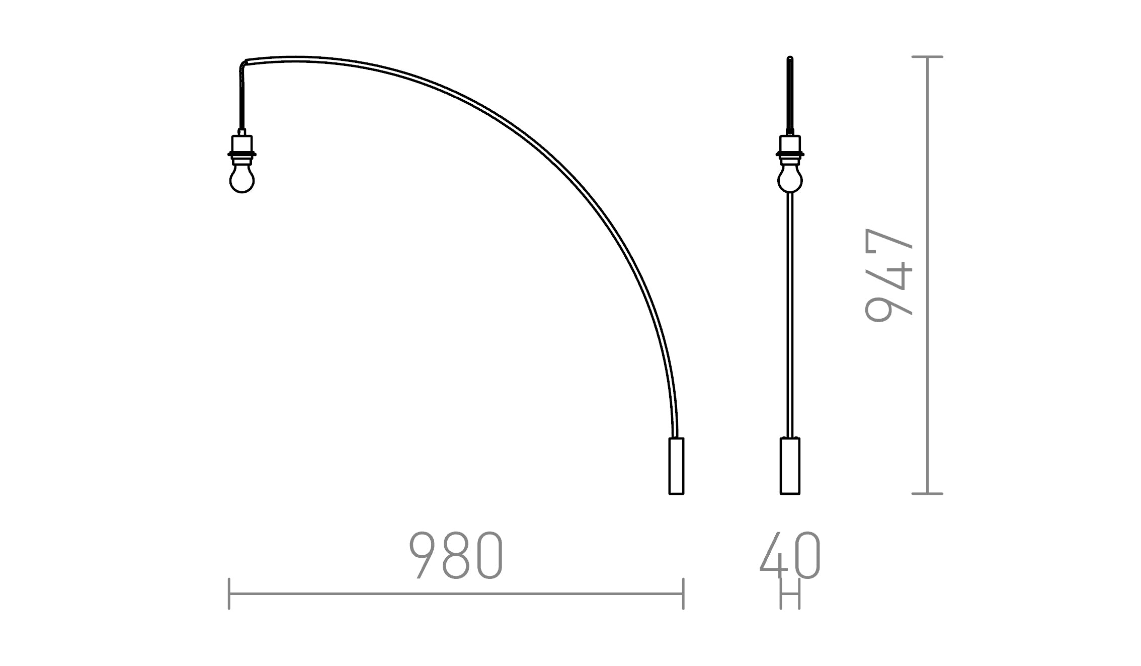 BEND  standaardbooglamp met muurbevestiging lamp - Product sketch