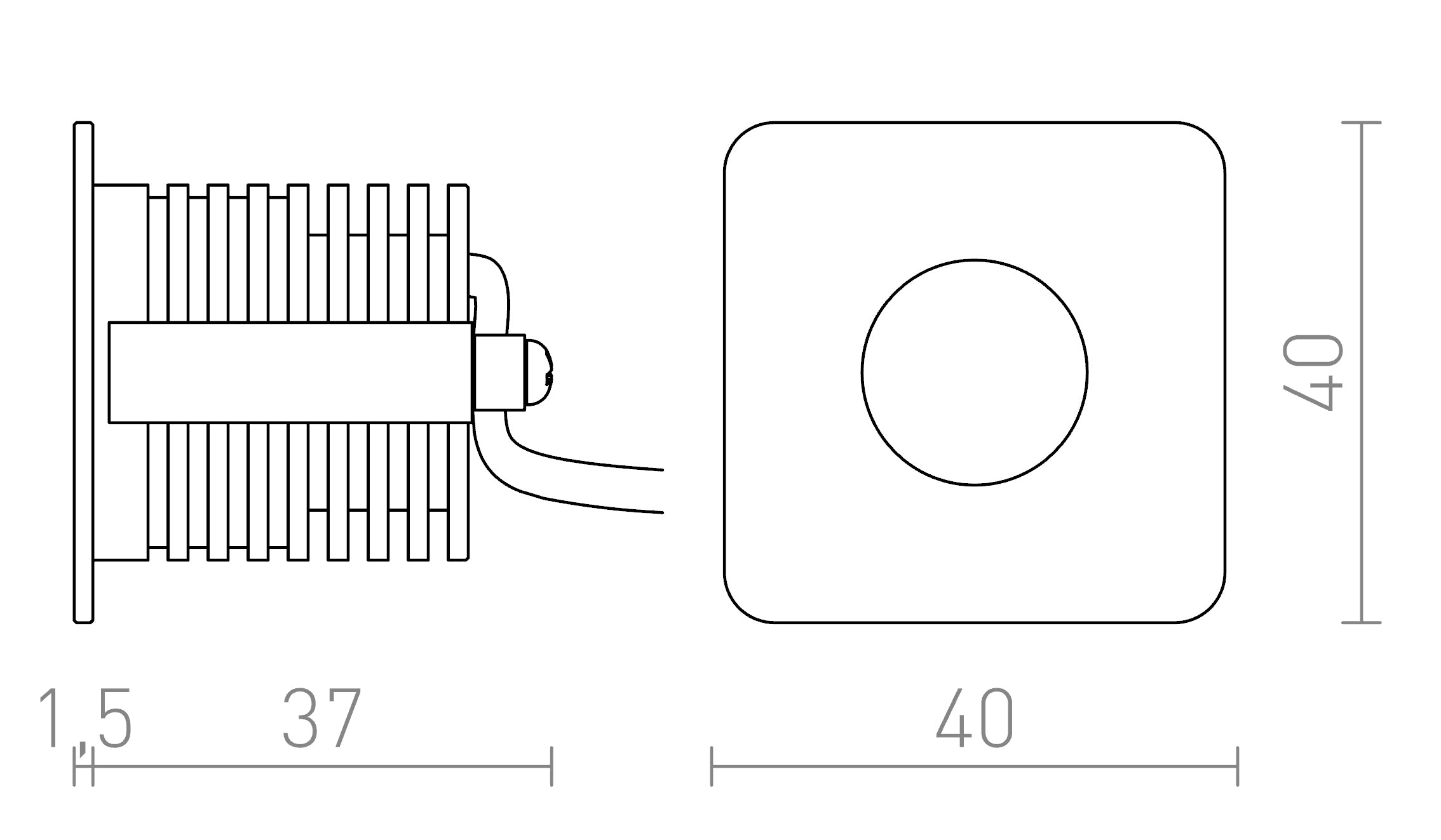 RIO SQ recessed lamp - Product sketch