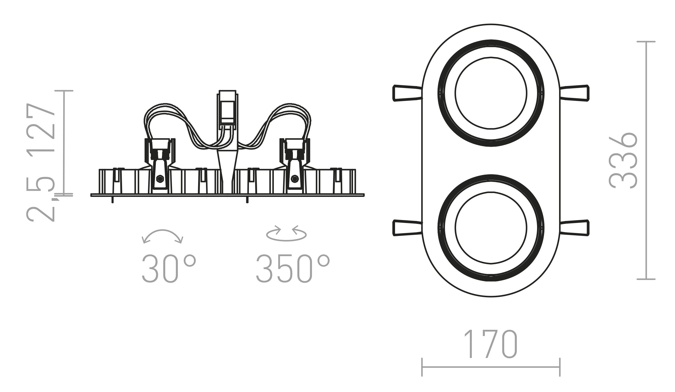 ZIZI II recessed lamp - Product sketch