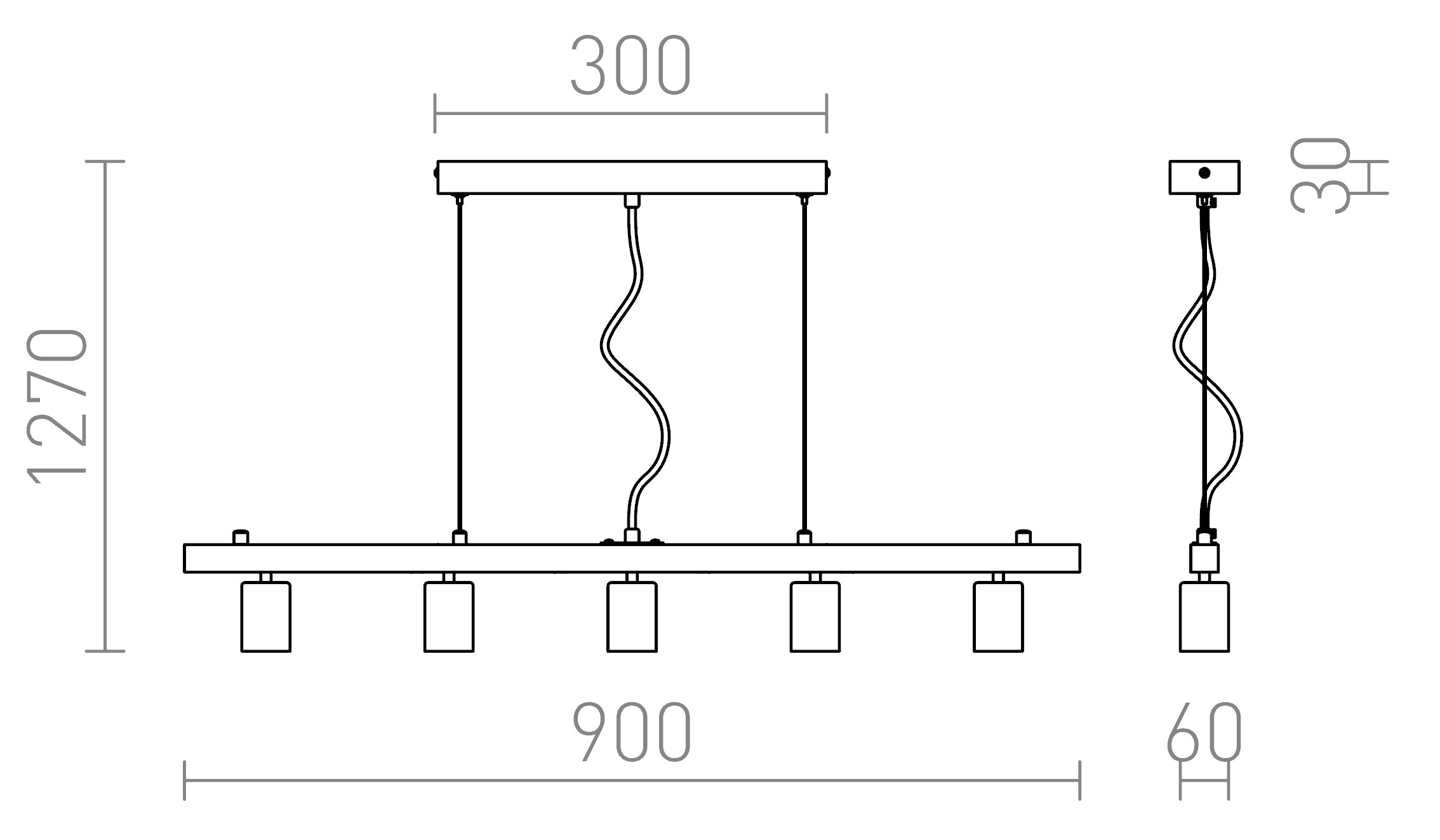 RALLONG V base para teto suspenso lâmpada - Product sketch
