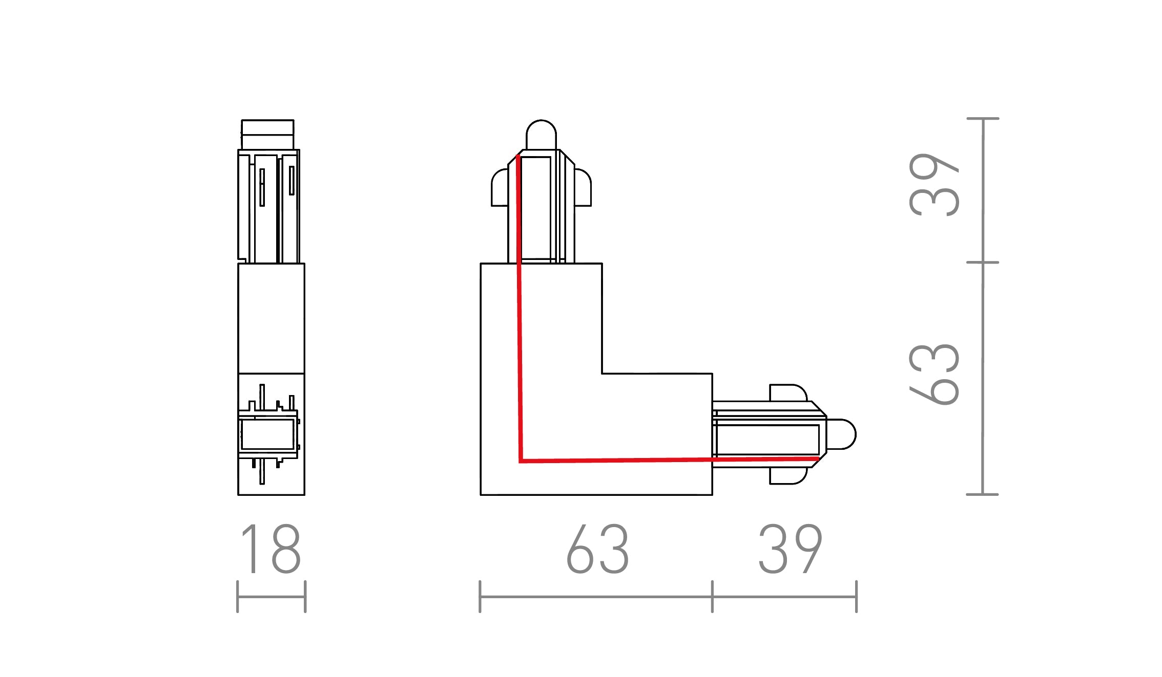 BELSŐ L ELOSZTÓ EGYÁRAMKÖRÖS SÍNRE - Product sketch