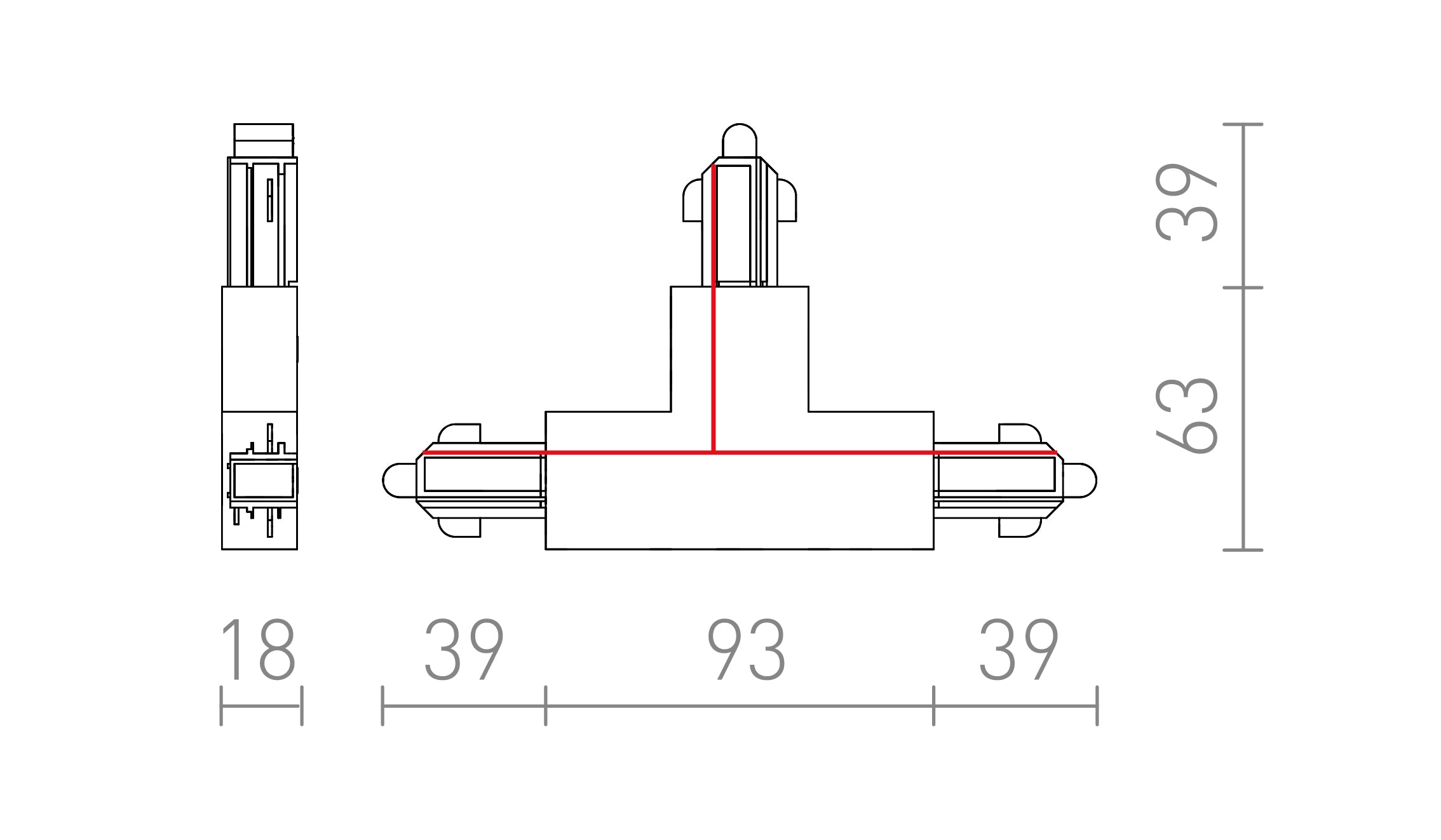 JOBB T ELOSZTÓ EGYÁRAMKÖRÖS SÍNRE - Product sketch