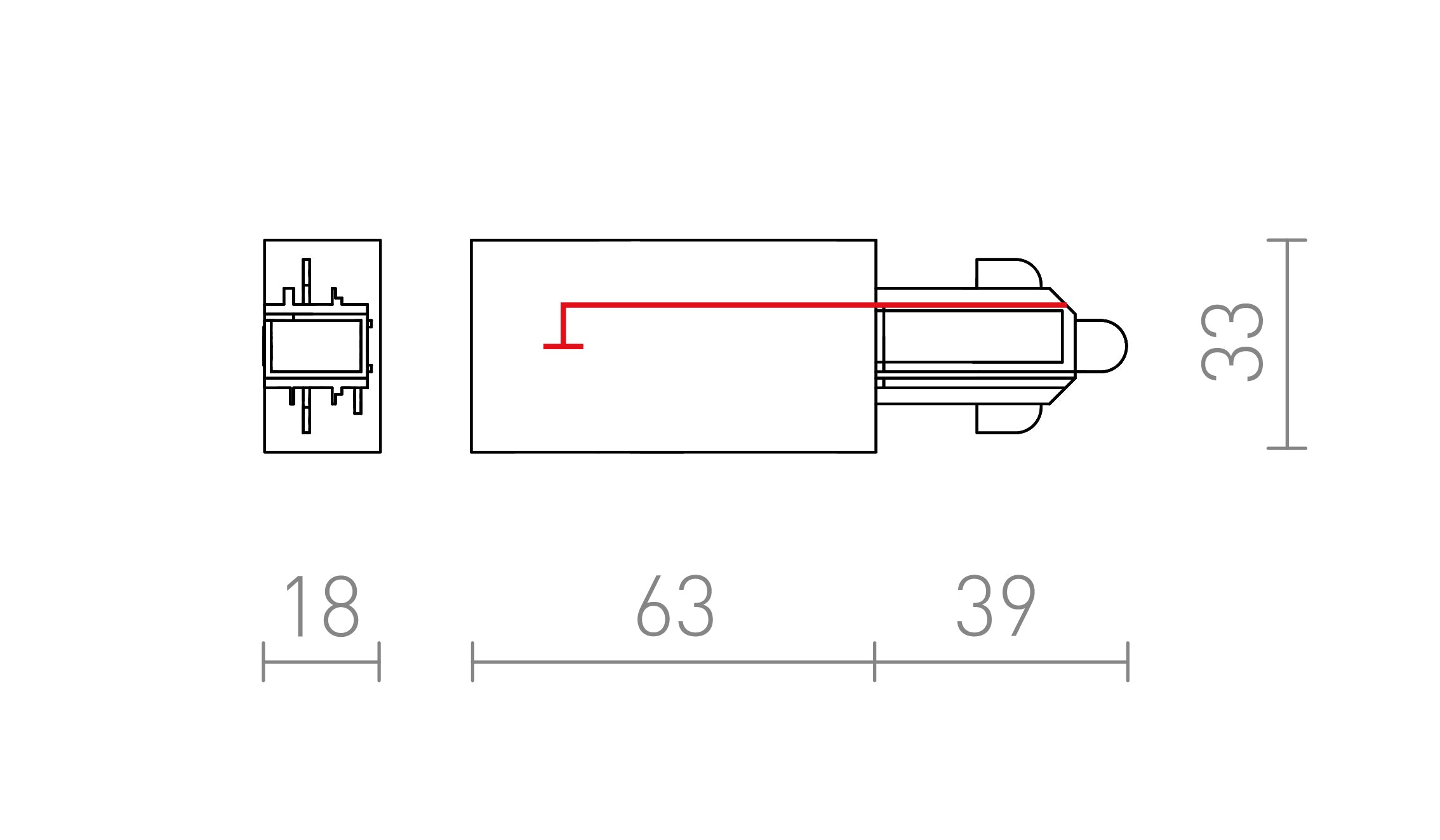 JOBB TÁPCSATLAKOZÓ EGYÁRAMKÖRÖS SÍNRE - Product sketch