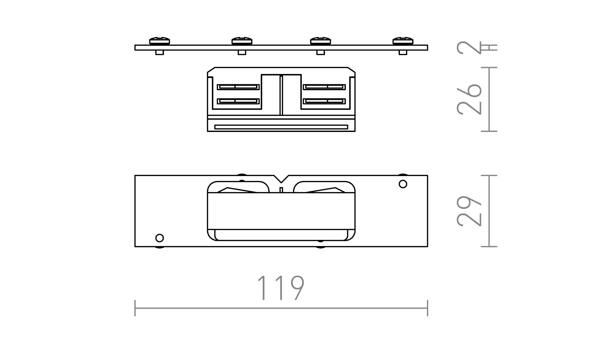 EUTRAC SÜLLYESZTETT SÍNRE VEZETŐ CSATLAKOZÓ - Product sketch