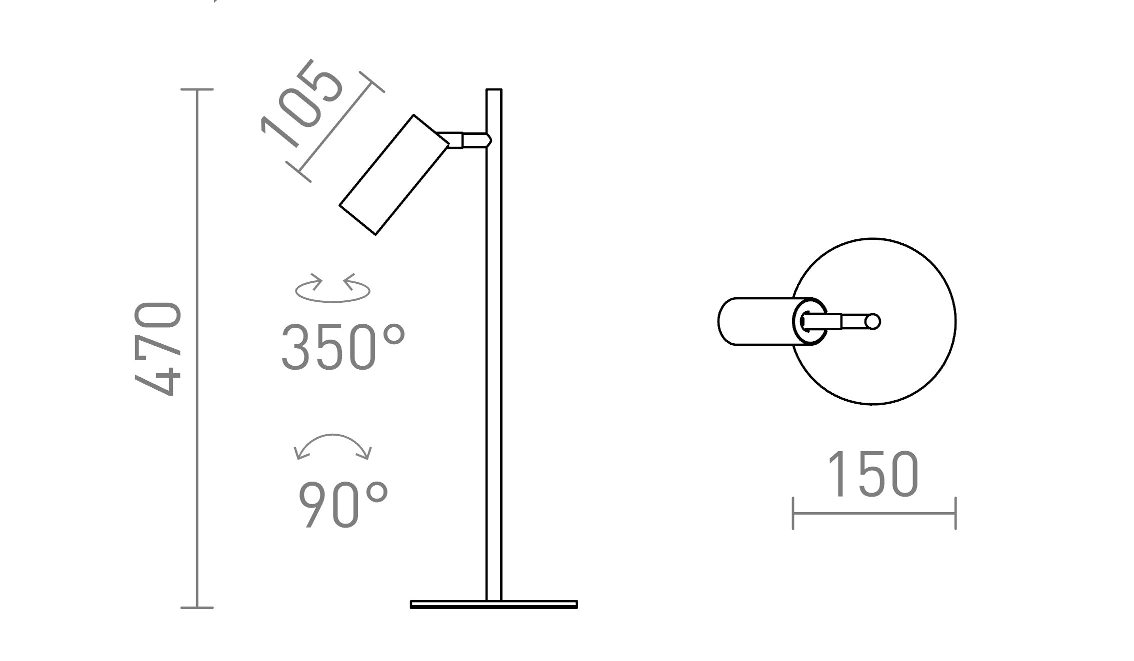 TAPIO ASZTALI LÁMPA - Product sketch