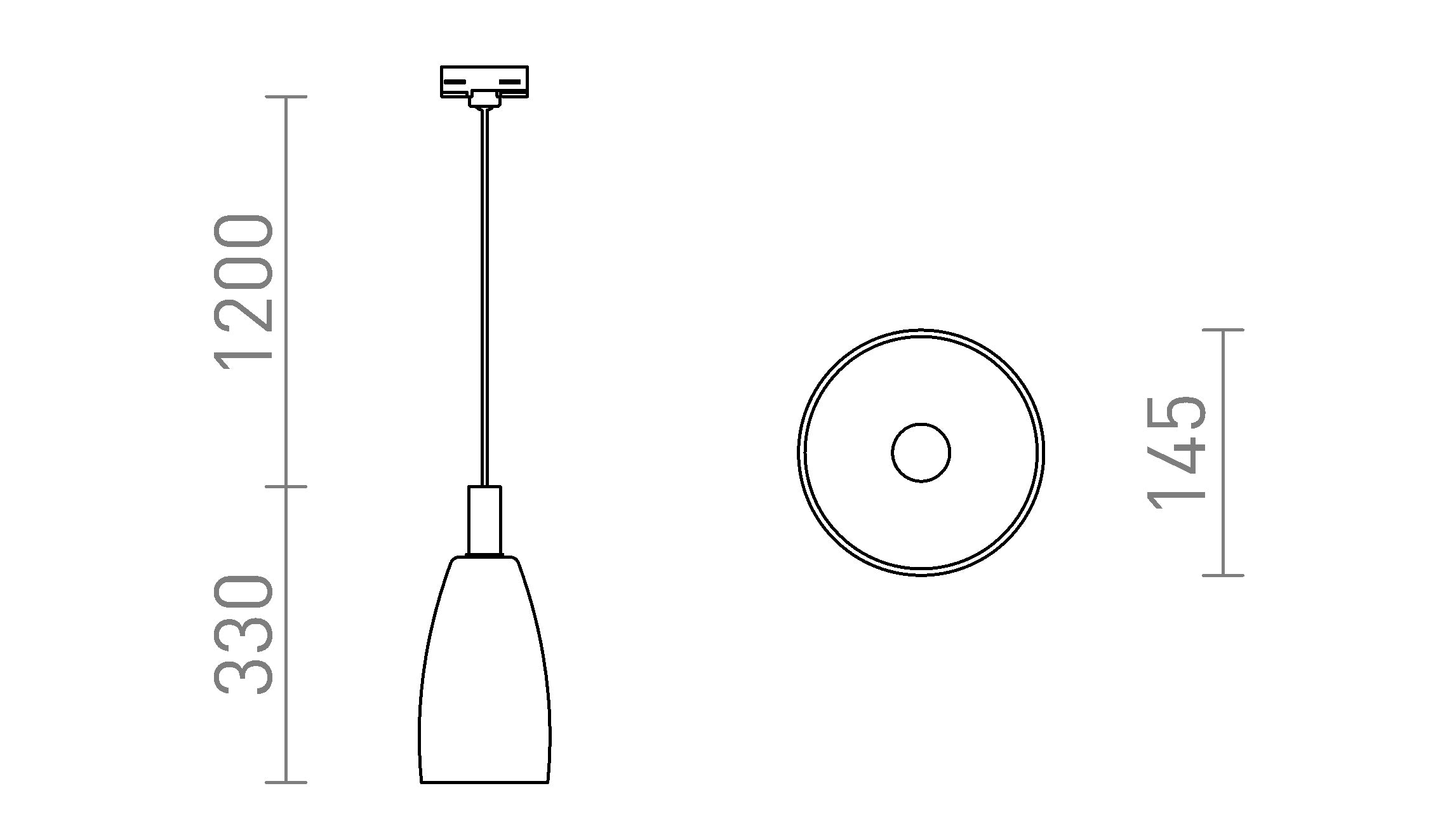 BELLINI  para calha trifásica - Product sketch