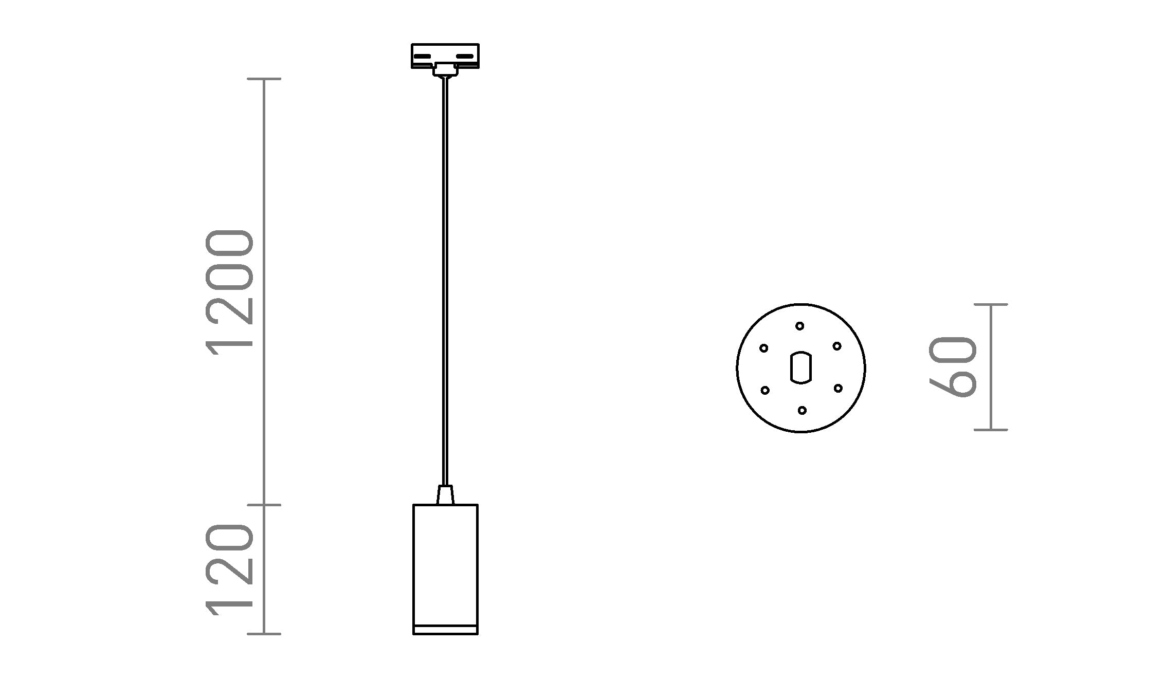 BELENOS FÜGGŐLÁMPA HÁROMÁRAMKÖRÖS SÍNRE - Product sketch