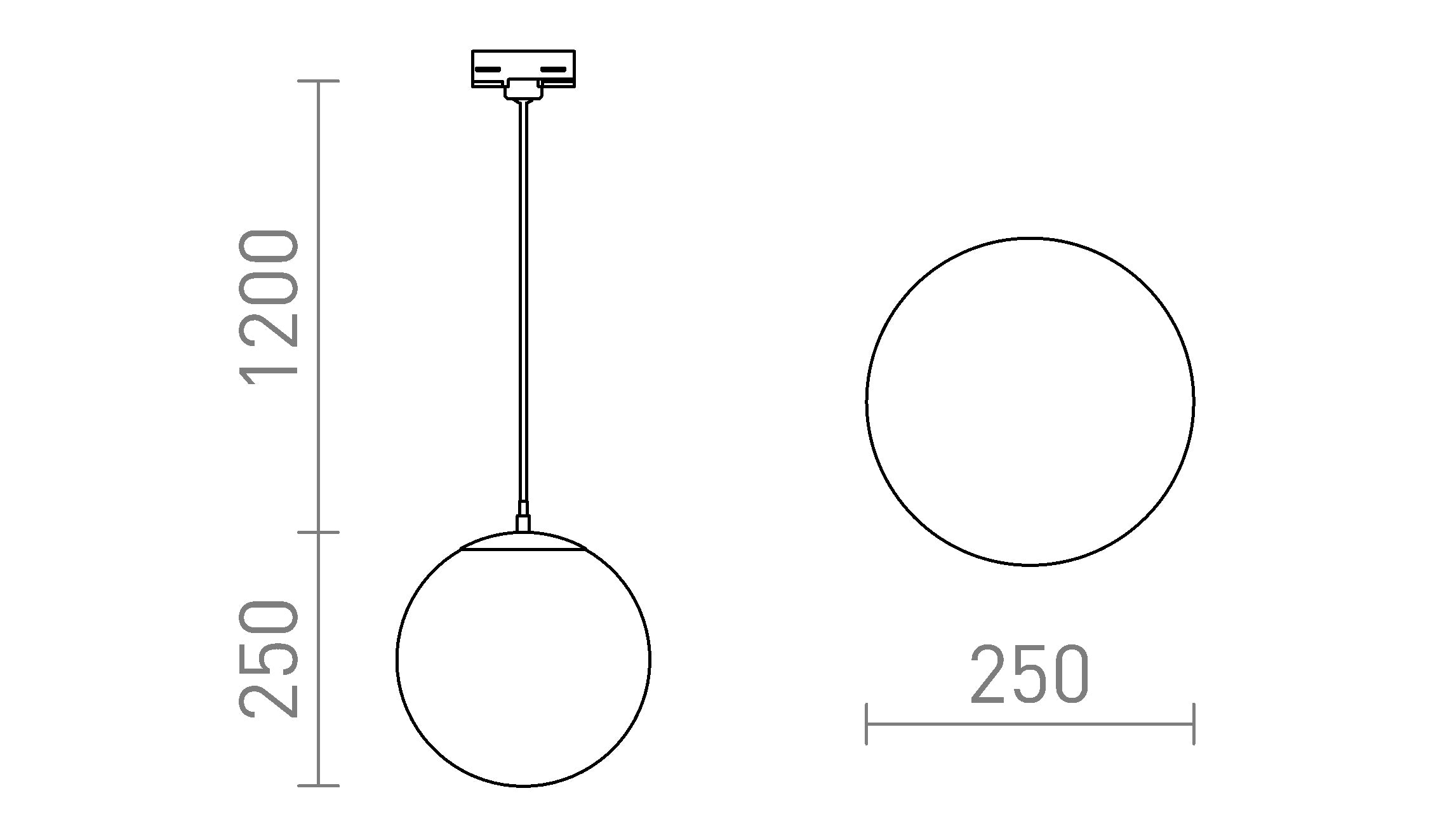 LUNA 25 για ράγες φωτισμού τριών κυκλωμάτων - Product sketch