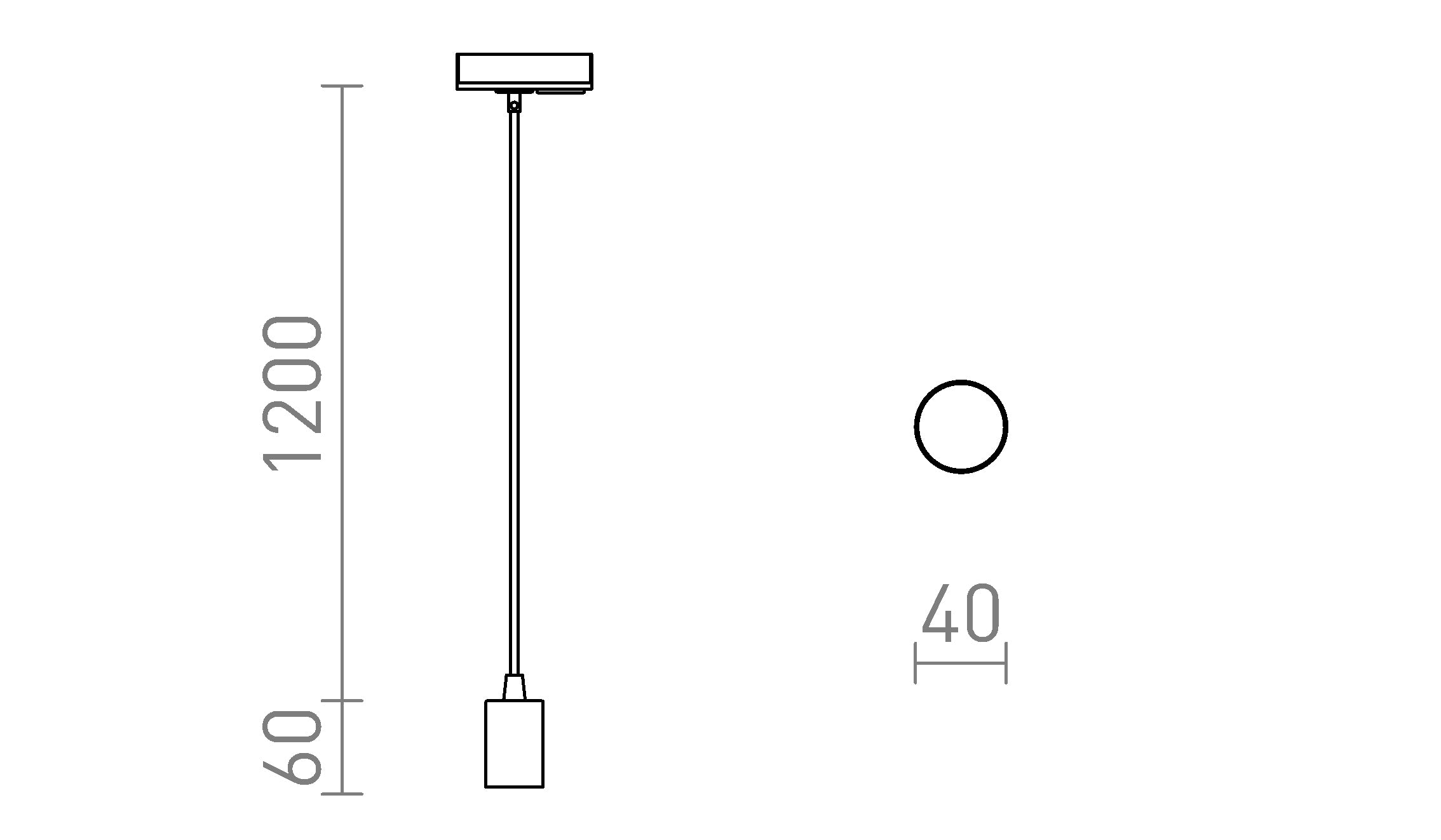 ARAQ  for 1-circuit tracks pendant lamp - Product sketch