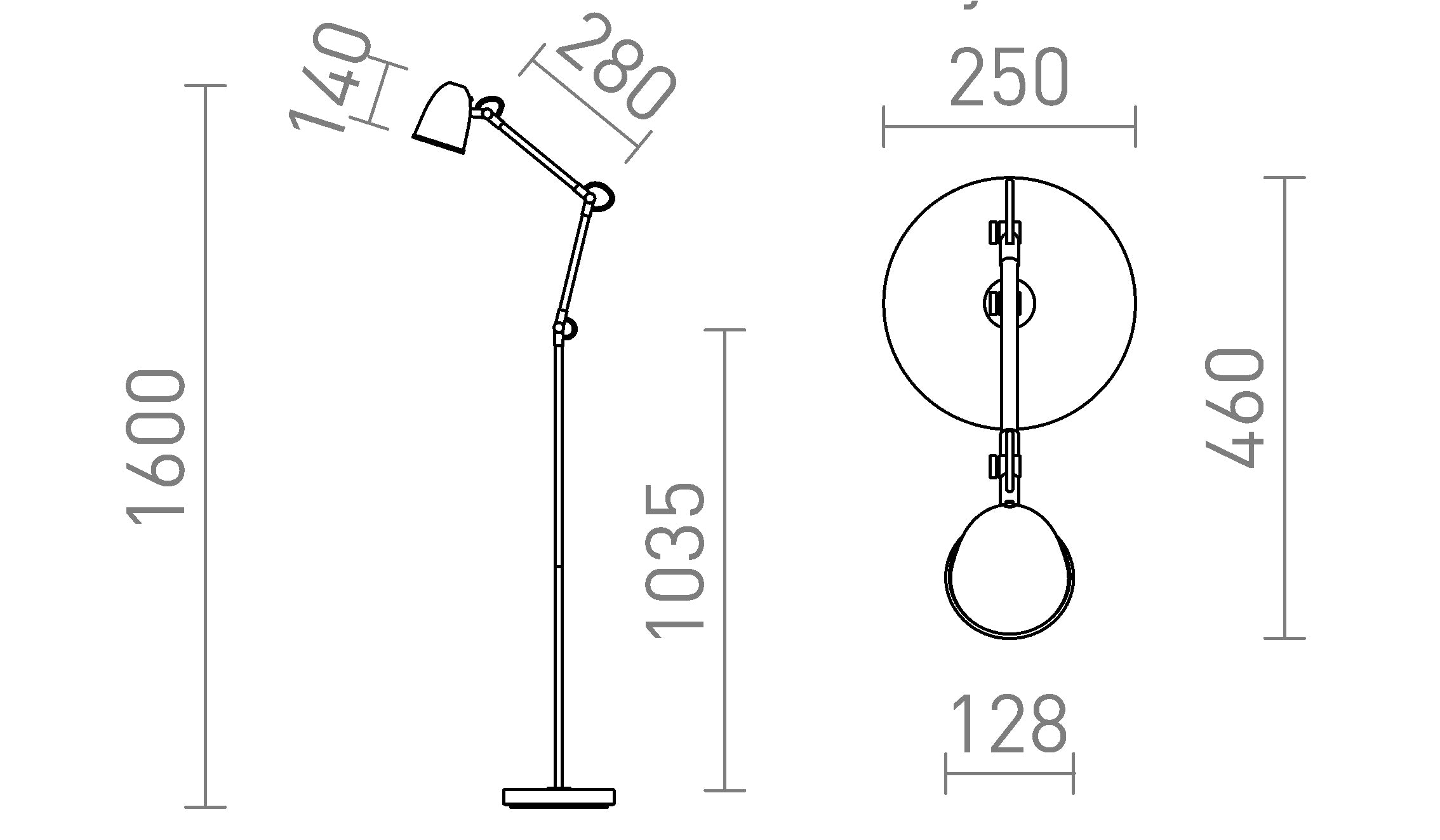 DANNY  lattia lamppu - Product sketch