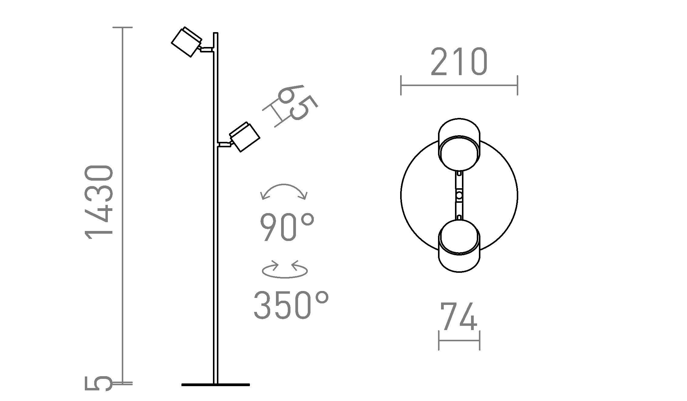 NOVA II floor lamp - Product sketch