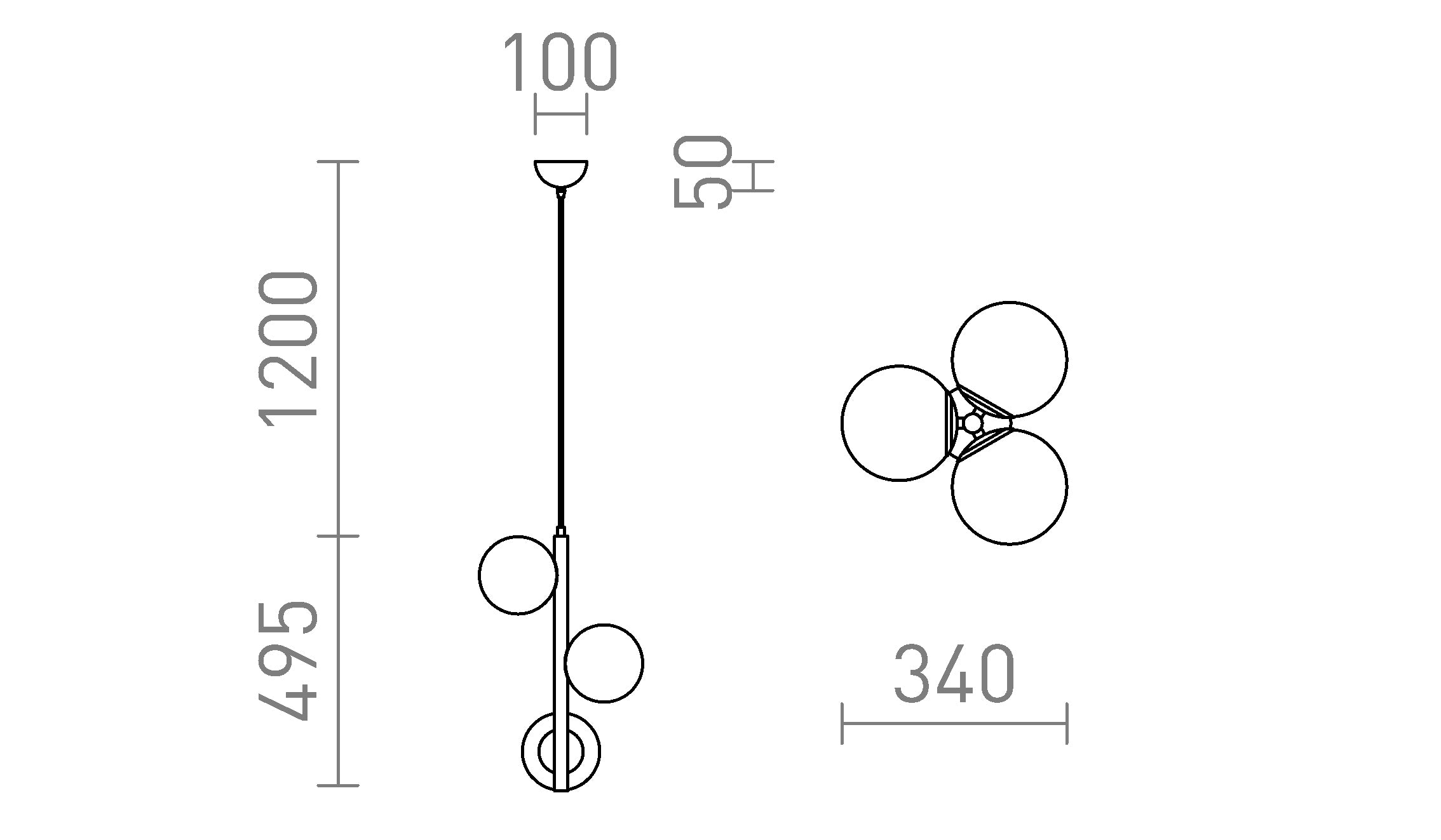 ETHERIA  závesná lampa - Product sketch