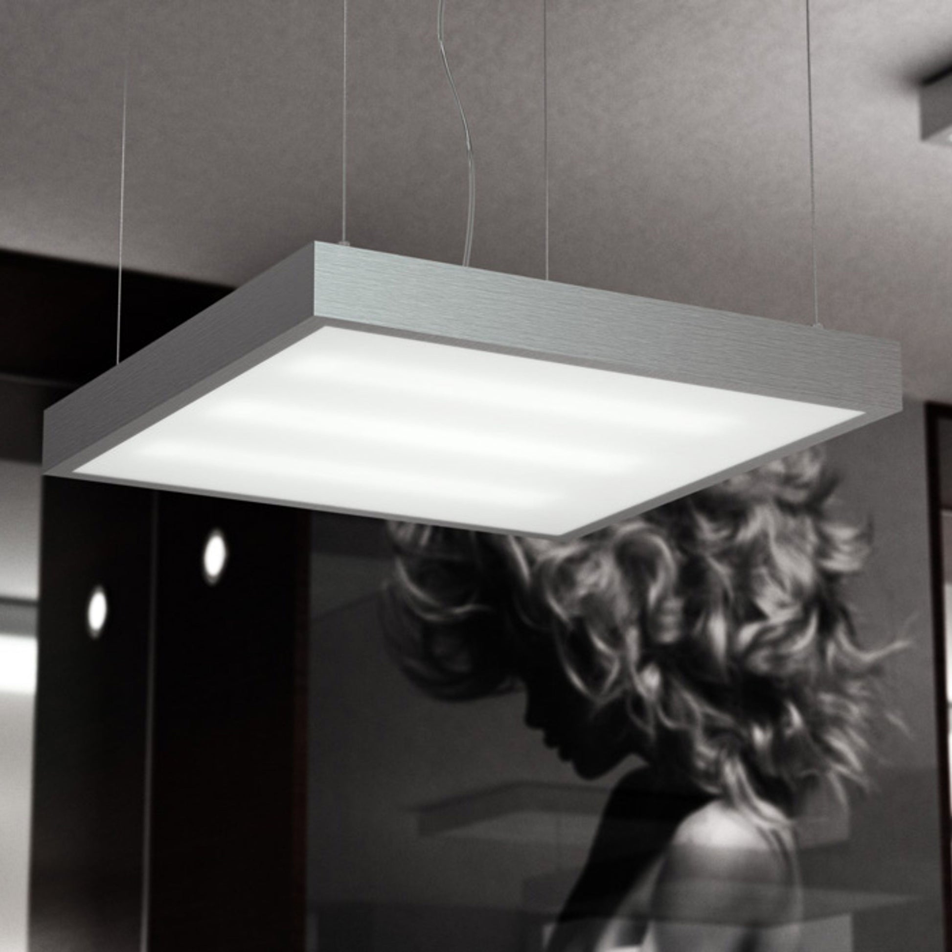RENDL Outlet STRUCTURAL 55x55 pendant  brushed aluminum 230V 2G11 3x36W R10095 4