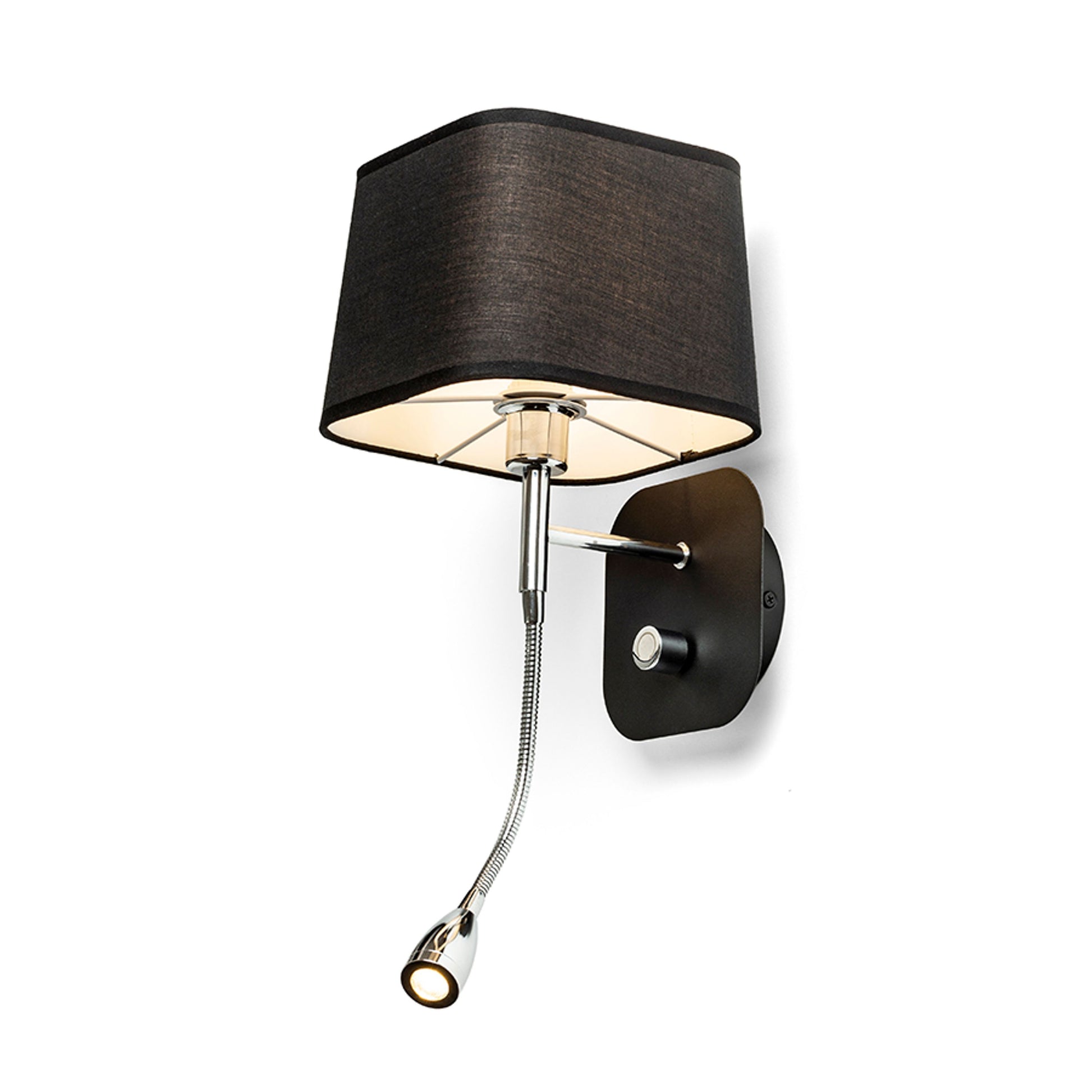 RENDL wall lamp PERTH wall with LED spotlight black/black chrome 230V LED E14 LED 7+3W 30°  3000K R13662 1