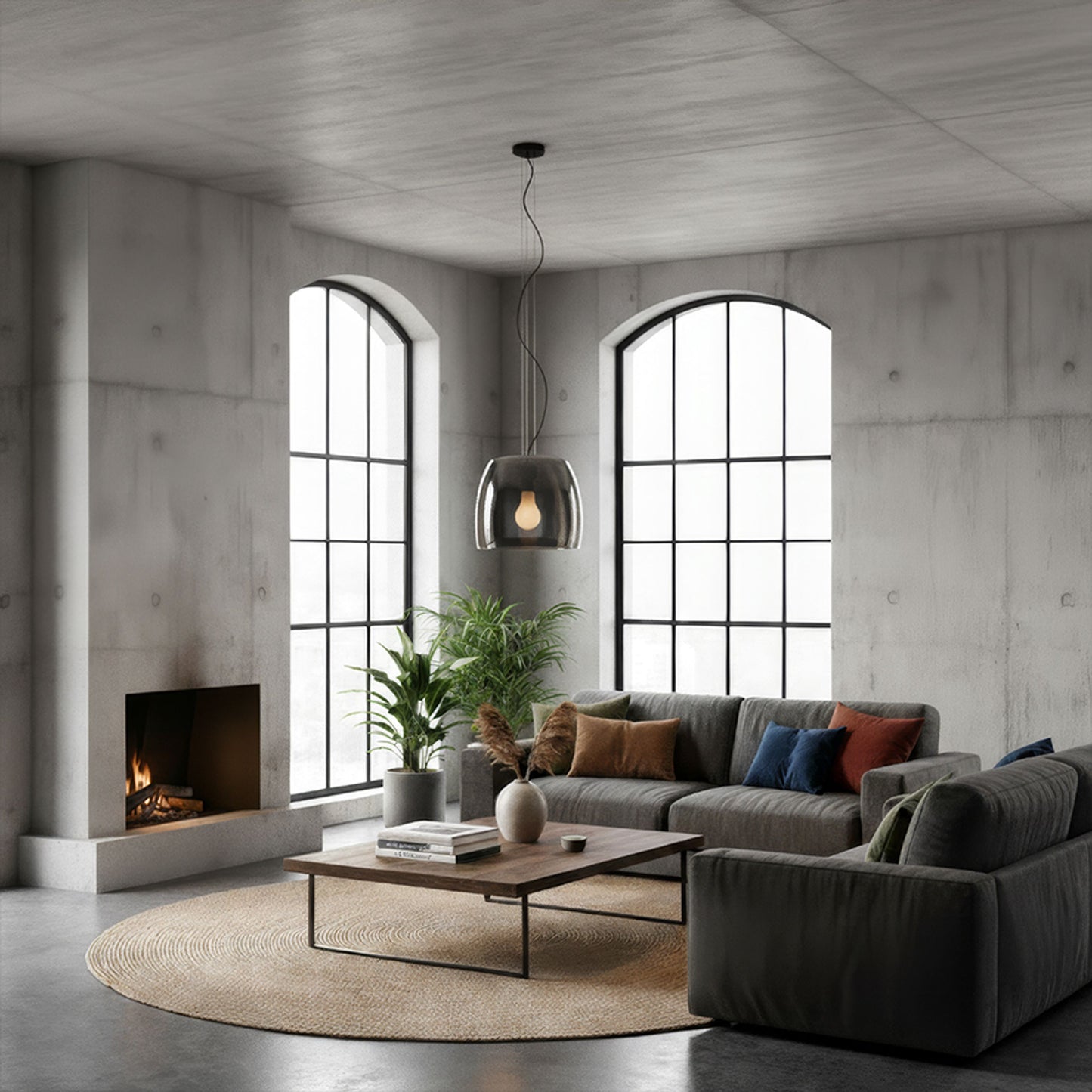 RENDL pendant lamp ORLANDO 35 pendant smoke-colored glass/black 230V LED E27 24W R14396 4