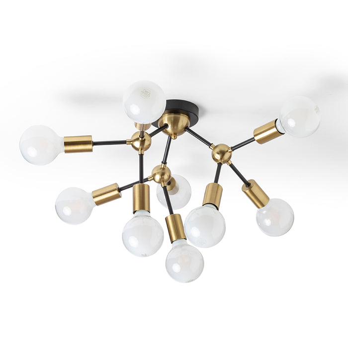 RENDL surface mounted lamp ARTEMIA 9 ceiling black brushed brass 230V LED E27 9x15W R14397 1
