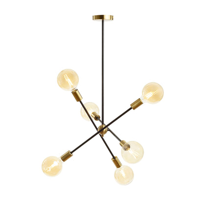 RENDL pendant lamp ARTEMIA 6 on a pole black brushed brass 230V LED E27 6x15W R14398 12