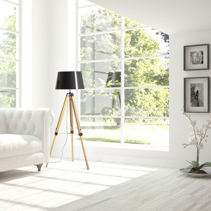 RENDL floor lamp ALVIS/RIDICK floor shiny black golden foil/bamboo/black 230V LED E27 15W R14501 5
